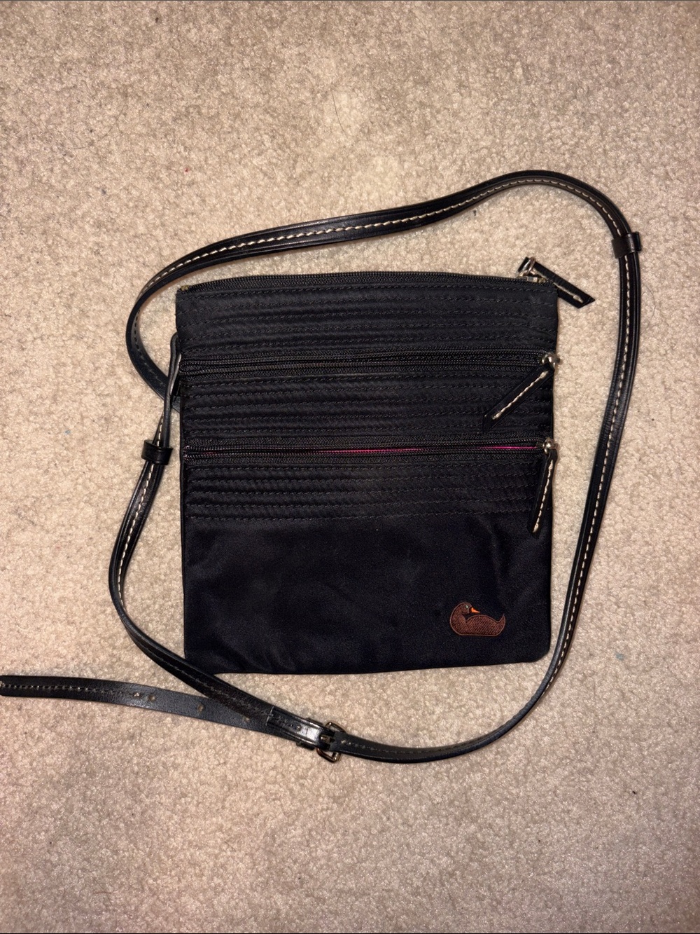 Dooney & Bourke Black Crossbody Belt Bag with Leather Trim